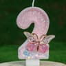 Butterfly Number Birthday Cake Candle Pink And White 5