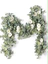 Evergreen Eucalyptus  Rose Garland  59 Ft Faux Floral Vine For Home Wedding  Party Decor 6