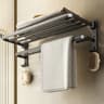 MatteBlack 20Inch WallMount Foldable Towel Rack  Hook  SpaceSaving Bathroom Organizer 7