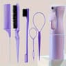 6Piece Hair Brush Set With Hair Spray Bottle Rat Tail Comb  Edge Control Brush For Sleek Styling An 8