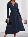 Elegant Embrace Overlap VNeck Bodycon Maxi Dress 1