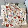 Sweet Pup Plaid Womens Pajama Set  Embroidered Dog Cotton Sleepwear 2