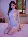 Candy Glow Bodycon Mini Dress  Backless Sheer Glossy Clubwear Dress 14
