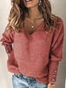 ComfortEase Plus Size VNeck Sweater  Soft Ribbed Knit Oversized Pullover For Women 1