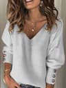 ComfortEase Plus Size VNeck Sweater  Soft Ribbed Knit Oversized Pullover For Women 4