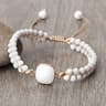 Vintage Howlite Bracelet For Women  Men  4mm White Beaded Bracelet With Handmade Adjustable Braided 6