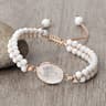 Vintage Howlite Bracelet For Women  Men  4mm White Beaded Bracelet With Handmade Adjustable Braided 7