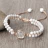 Vintage Howlite Bracelet For Women  Men  4mm White Beaded Bracelet With Handmade Adjustable Braided 8
