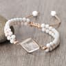 Vintage Howlite Bracelet For Women  Men  4mm White Beaded Bracelet With Handmade Adjustable Braided 9