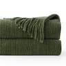 Battilo Green Plaid Chenille Knit Throw Blanket With Tassels For Couch And Bed 8