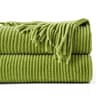 Battilo Green Plaid Chenille Knit Throw Blanket With Tassels For Couch And Bed 7