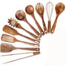 10 Piece Natural Teak Wooden Kitchen Utensil Set With Spoons And Spatulas 8