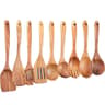 10 Piece Natural Teak Wooden Kitchen Utensil Set With Spoons And Spatulas 10