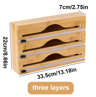 Bamboo Cling Film Tin Foil Cutter Box Kitchen Organizer With Built In Cutter 1 Pc 8