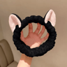 Cute Cat Coral Plush Hairband  Soft Bow Headband For Makeup  Face Washing 1