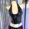 Spiked Gothic Punk Tank  Y2K Grunge PU Leather Alternative Top For Women 10