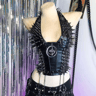 Spiked Gothic Punk Tank  Y2K Grunge PU Leather Alternative Top For Women 11