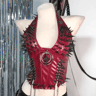 Spiked Gothic Punk Tank  Y2K Grunge PU Leather Alternative Top For Women 8