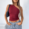 One Shoulder Backless Slim Tank  Candy Color Sexy Summer Top For Women 1