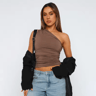 One Shoulder Backless Slim Tank  Candy Color Sexy Summer Top For Women 5