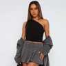 One Shoulder Backless Slim Tank  Candy Color Sexy Summer Top For Women 0