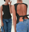 Womens Backless Y2K Tank Top Knot Back Sleeveless Club Cami 1