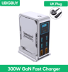 Ubigbuy 300W GaN 6 Port USBC Charging Station With PD 100W And Digital Display 6