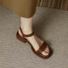 2025 Genuine Leather Low Heel Office Sandals Plus Size 35 To 42 2