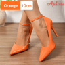 Aphixta Plus Size Pointed Toe Metal Buckle Stiletto Pumps 10CM To 12CM Party Heels 48 To 50 11