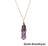 AmoraGem Amethyst Crystal Necklace  Elegant Wire Wrapped Crystal Pendant Hexagonal Stone 14