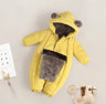 FleeceLined Baby Winter Romper With Hood  Bear Ears 1