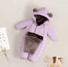 FleeceLined Baby Winter Romper With Hood  Bear Ears 2