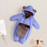 FleeceLined Baby Winter Romper With Hood  Bear Ears 5