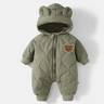 Fur Lined Bear Baby Snowsuit  Warm Winter Romper For Infants  Toddlers 1