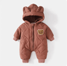 Fur Lined Bear Baby Snowsuit  Warm Winter Romper For Infants  Toddlers 3