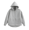HH Autumn Women Gray Jacket With Hood Long Sleeve Big Pocket Zipper Jacket Coat Woman Loose Casual  2