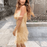 Colorful Sequin Patchwork Dress Feather Sleeveless Summer Party Dress 4