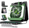20000mAh Portable Camping Fan With LED Light  Solar  USB Rechargeable Outdoor Cooling Fan 2