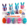 3D Printed Easter Rabbit Ornament With Egg Cute Desk Decor  Kids Gift 3