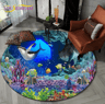 3D Ocean Dolphin Area Rug  NonSlip Underwater Illusion Round Carpet 10
