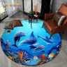 3D Ocean Dolphin Area Rug  NonSlip Underwater Illusion Round Carpet 11