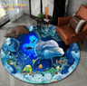 3D Ocean Dolphin Area Rug  NonSlip Underwater Illusion Round Carpet 12