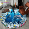 3D Ocean Dolphin Area Rug  NonSlip Underwater Illusion Round Carpet 5