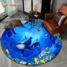 3D Ocean Dolphin Area Rug  NonSlip Underwater Illusion Round Carpet 8