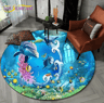 3D Ocean Dolphin Area Rug  NonSlip Underwater Illusion Round Carpet 9