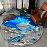 3D Ocean Dolphin Area Rug  NonSlip Underwater Illusion Round Carpet 16