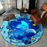 3D Ocean Dolphin Area Rug  NonSlip Underwater Illusion Round Carpet 17