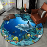3D Ocean Dolphin Area Rug  NonSlip Underwater Illusion Round Carpet 19