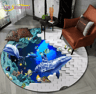 3D Ocean Dolphin Area Rug  NonSlip Underwater Illusion Round Carpet 23