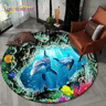 3D Ocean Dolphin Area Rug  NonSlip Underwater Illusion Round Carpet 25
